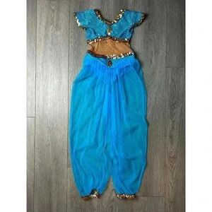 Girls Costume Genie Harem Sequin Belly Dance Outfit Beaded Sequins Kids Child 2T
